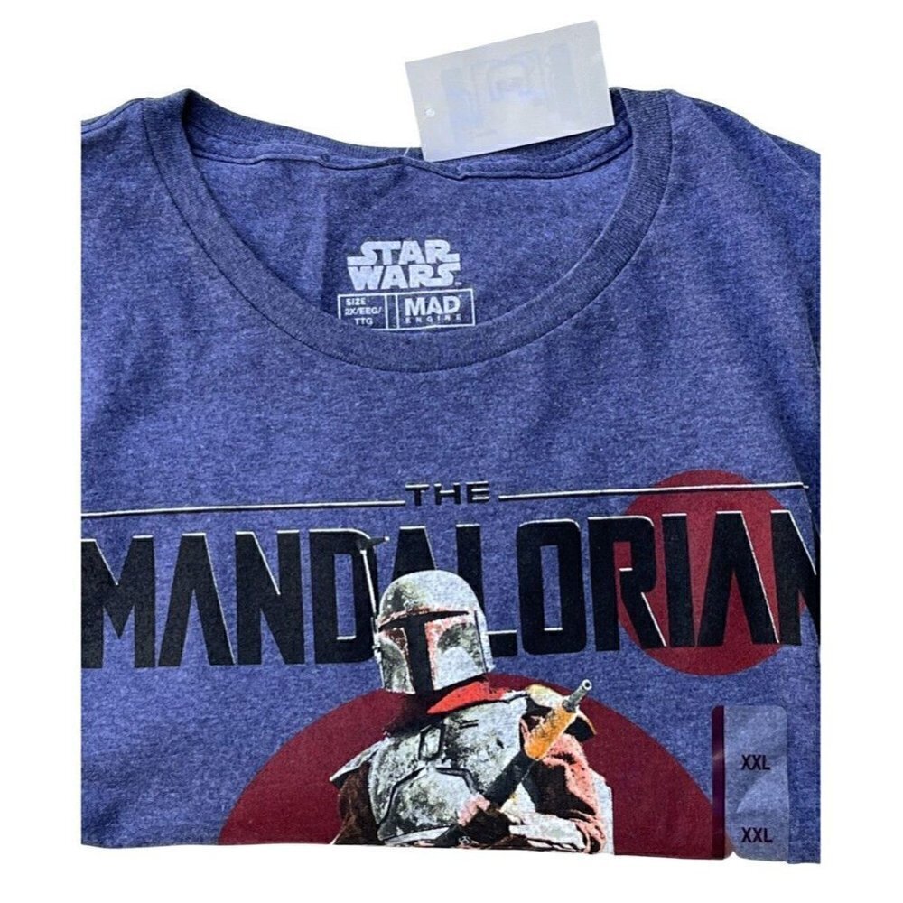 Star Wars The Mandalorian Mens T Shirt Size XL Blue Mad Engine Boba Fett - Picture 1 of 14